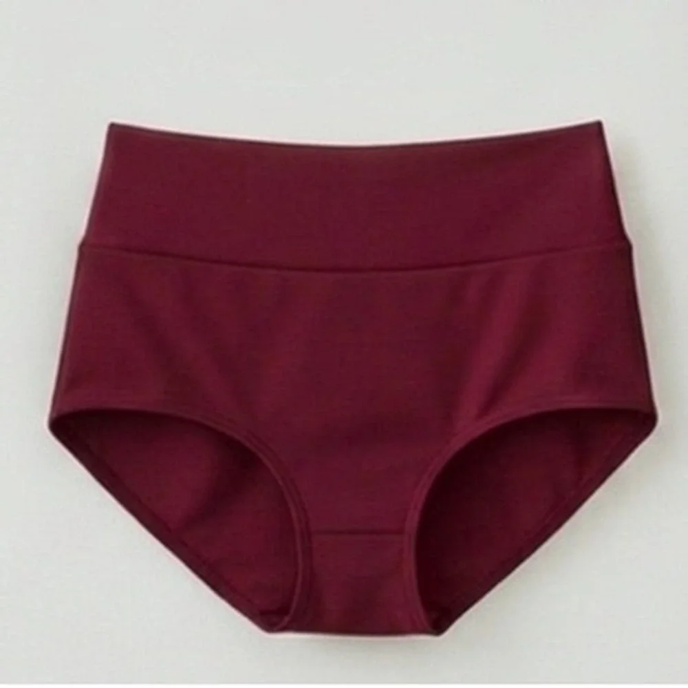 CM Baltogs Burgundy Mesh Long Sleeve Crop Top and High Waist Briefs Set